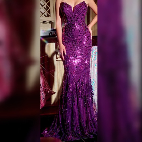 Purple sparkly mirror prom dress, pageant evening gown, formal dress - Picture 1 of 1